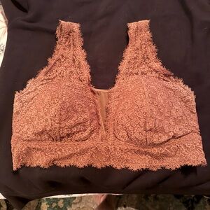 Aerie Eyelash Lace Bralette in Brown